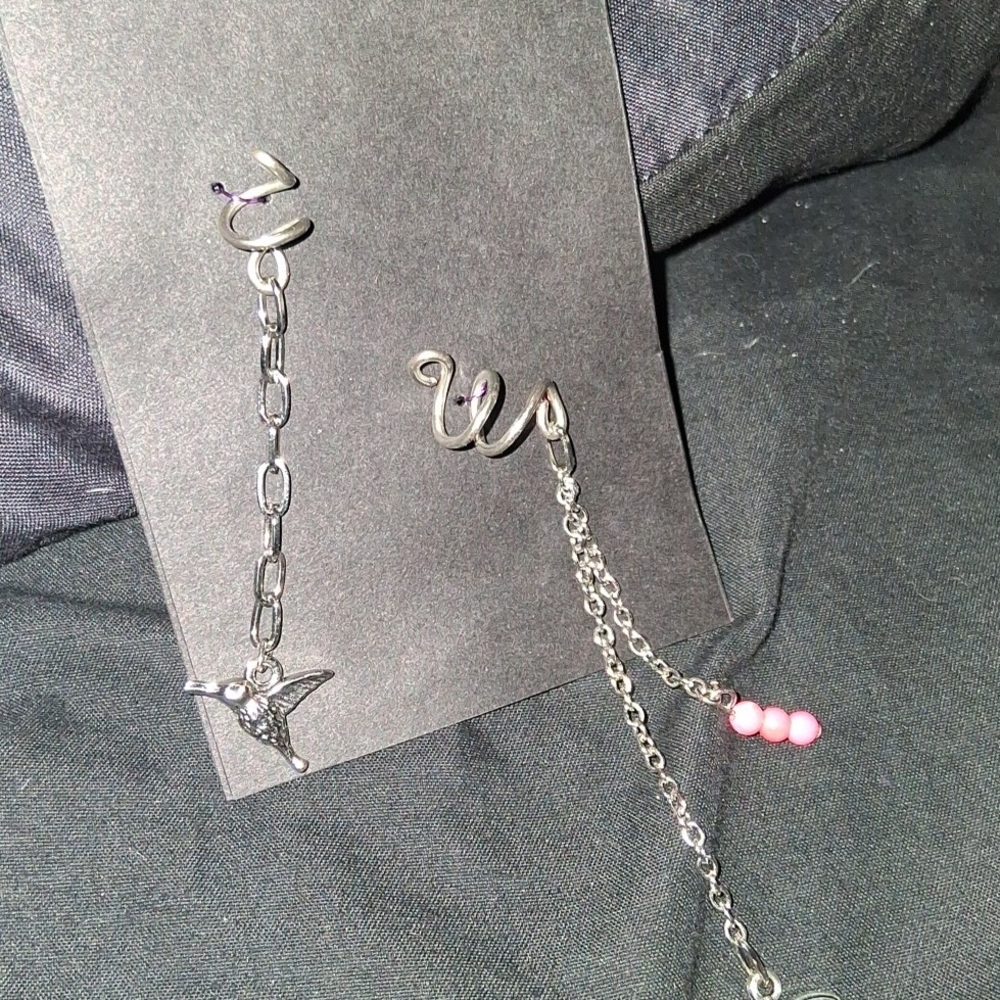 Handmade Silver Chain Hair Twisties with Pink Beads